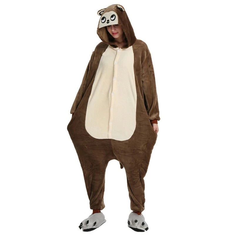 Etaya Brown Monkey Kigurumi Animal Onesie Pajama Costumes For Adult