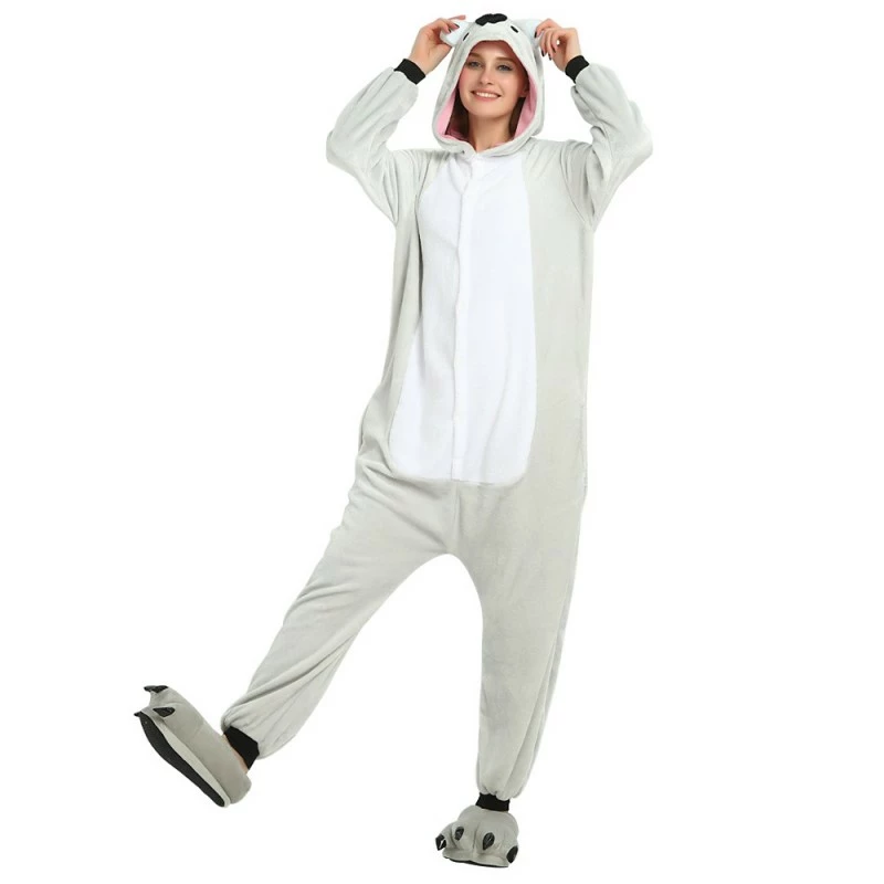 Etaya Black Koala Kigurumi Animal Onesie Pajama Costumes For Adult