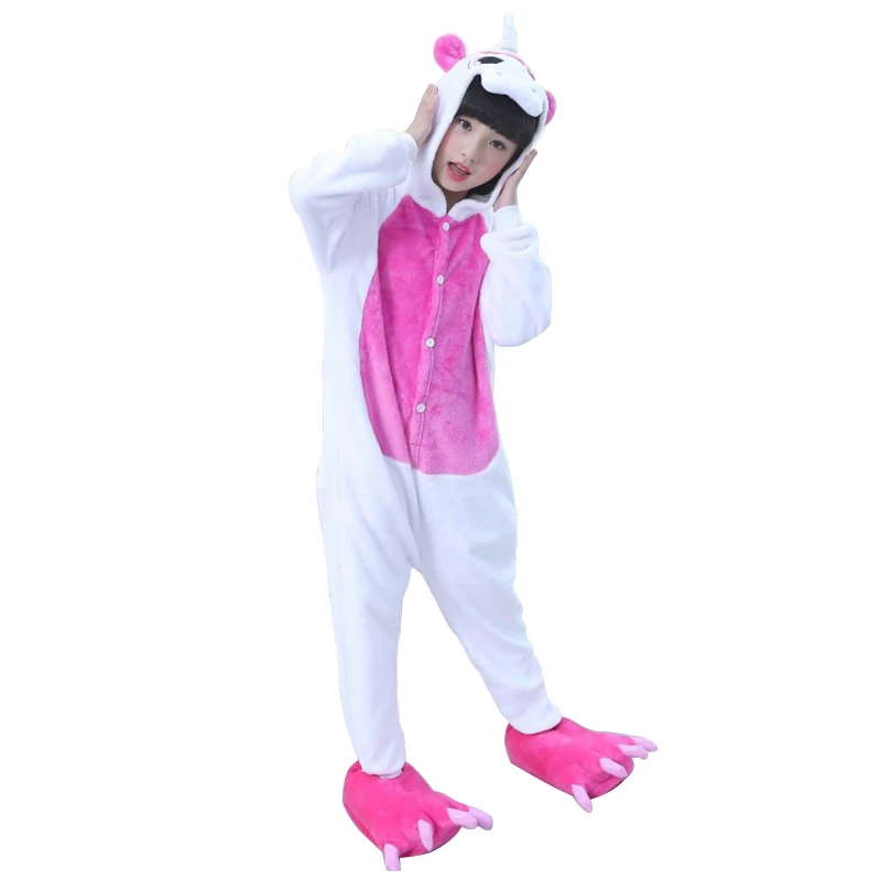Etaya Kids Onesies Unicorn Rose Red Kigurumi Animal Pajamas Costumes