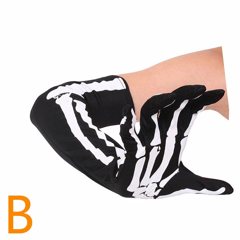 Etaya Halloween Cosplay Props Mid-length Skull Gloves - Image 6