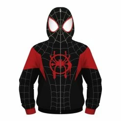 Etaya Kids Miles Morales Zip Up Hoodie Spider-Man Fashion Sweatshirt