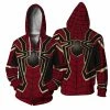 Etaya Spiderman Zip Up Hoodies 3D Print Pattern Avengers Endgame Fashion Sweatshirt