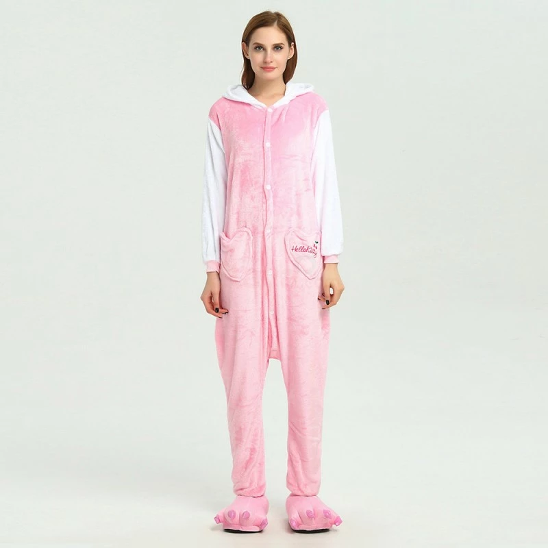 Etaya Pink Hello Kitty Kigurumi Animal Onesies Pajamas Costumes For Adult - Image 2