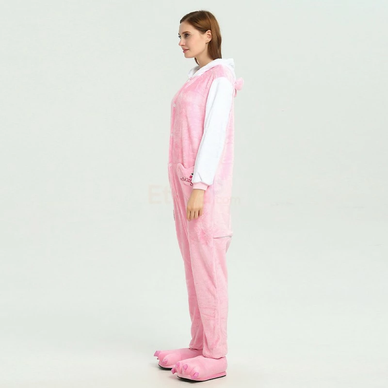 Etaya Pink Hello Kitty Kigurumi Animal Onesies Pajamas Costumes For Adult - Image 3
