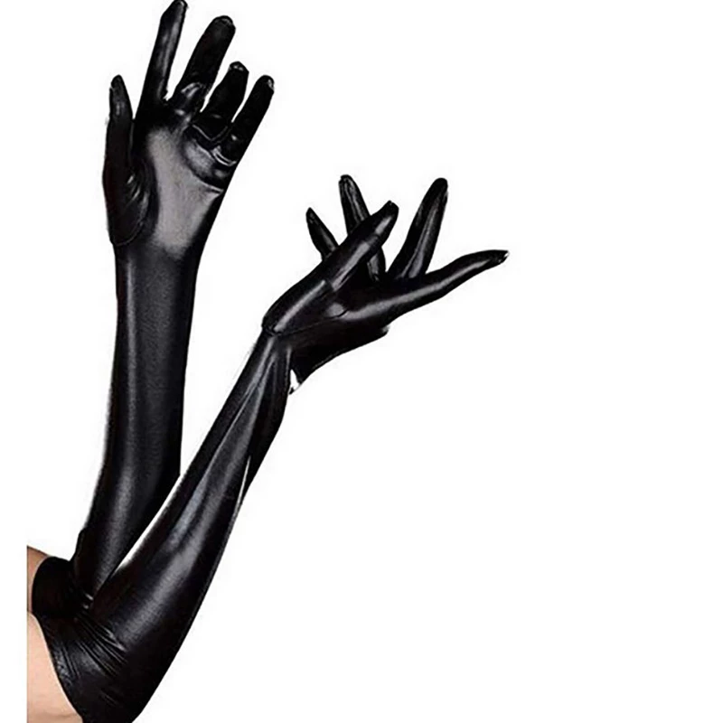 Etaya Halloween Party Performance Long Gloves Sexy Leather Gloves