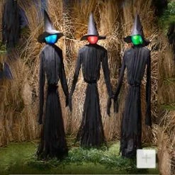 Etaya Three Hand-in-hand Witches Props Sound And Glow Horror Decoration For Halloween