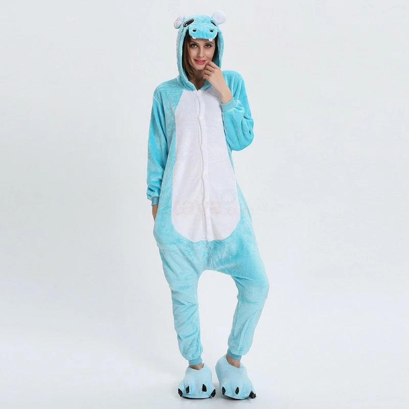Etaya Blue Hippo Kigurumi Animal Onesie Pajama Costumes For Adult - Image 11
