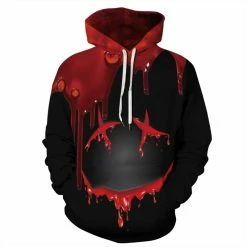 Etaya Drop Blood Hoodie 3D Print Pattern Long Sleeve Sweatshirt