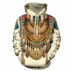 Etaya Fashion American Indian Sweatshirt Owl 3D Print Pattern Long Sleeve Hoodie