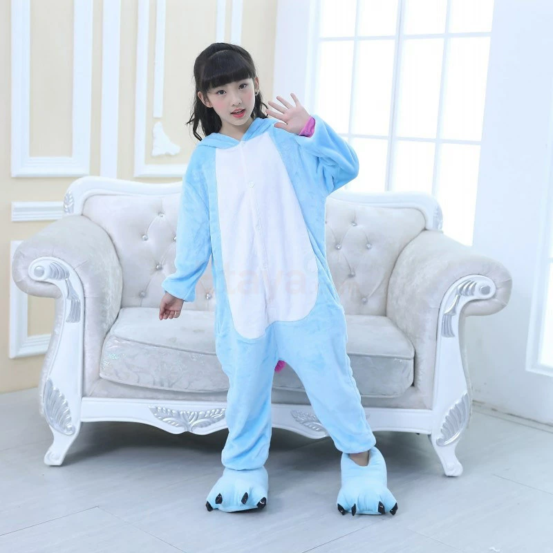 Etaya Kids Kigurumi Blue Unicorn Animal Kids Onesies Pajamas - Image 2