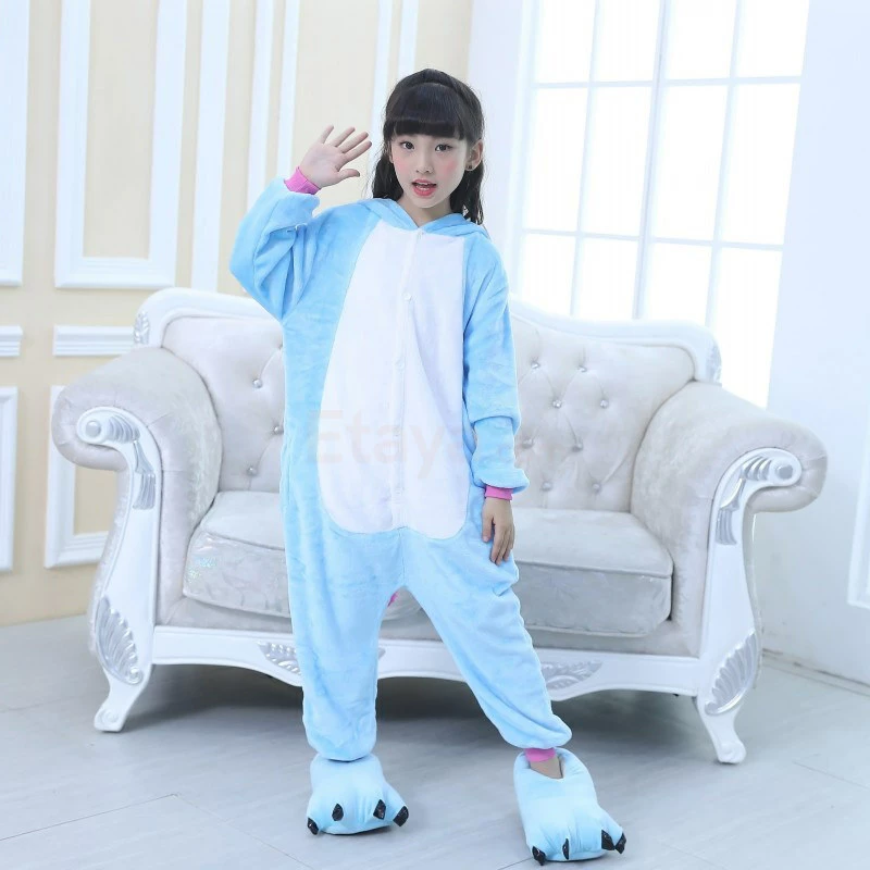 Etaya Kids Kigurumi Blue Unicorn Animal Kids Onesies Pajamas - Image 5