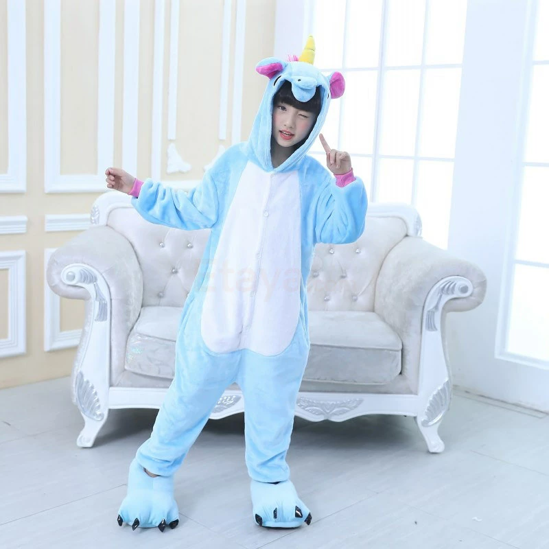 Etaya Kids Kigurumi Blue Unicorn Animal Kids Onesies Pajamas - Image 7