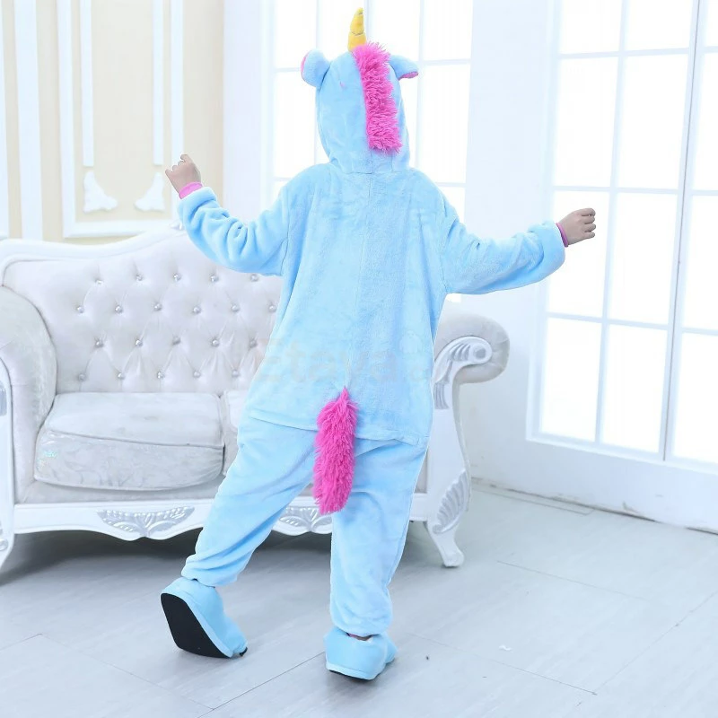 Etaya Kids Kigurumi Blue Unicorn Animal Kids Onesies Pajamas - Image 8