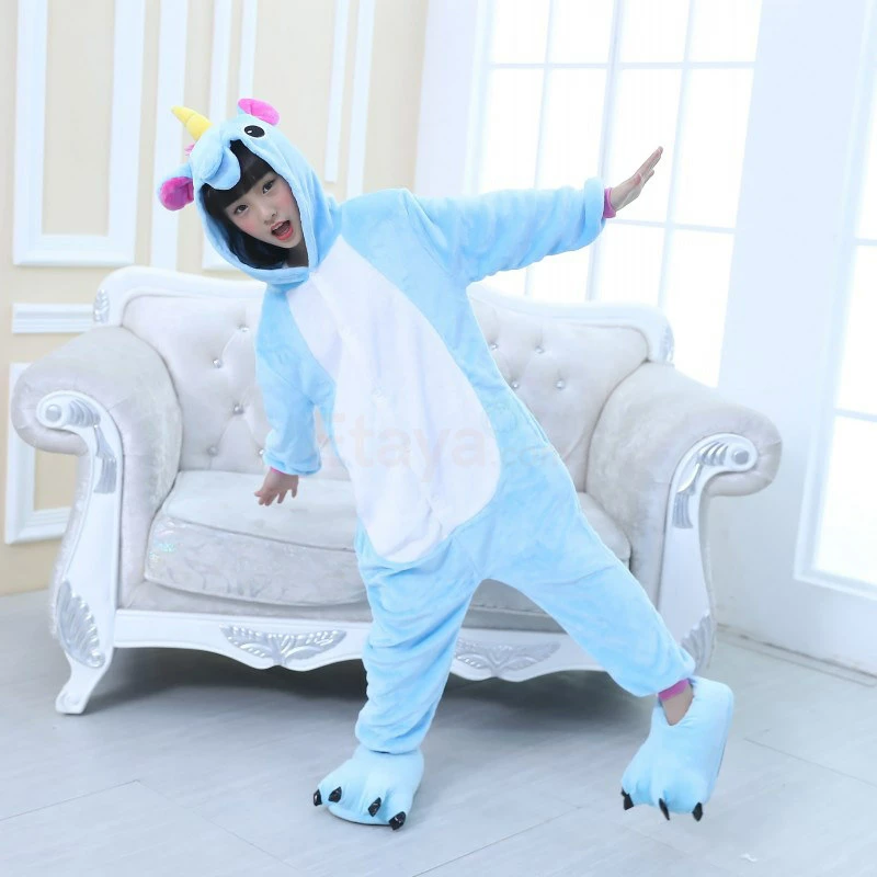 Etaya Kids Kigurumi Blue Unicorn Animal Kids Onesies Pajamas - Image 9
