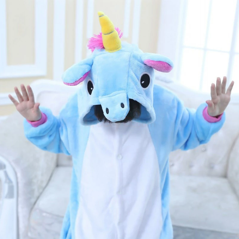 Etaya Kids Kigurumi Blue Unicorn Animal Kids Onesies Pajamas - Image 10