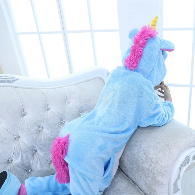 Etaya Kids Kigurumi Blue Unicorn Animal Kids Onesies Pajamas - Image 14