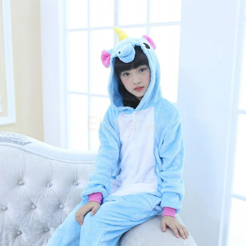 Etaya Kids Kigurumi Blue Unicorn Animal Kids Onesies Pajamas - Image 16