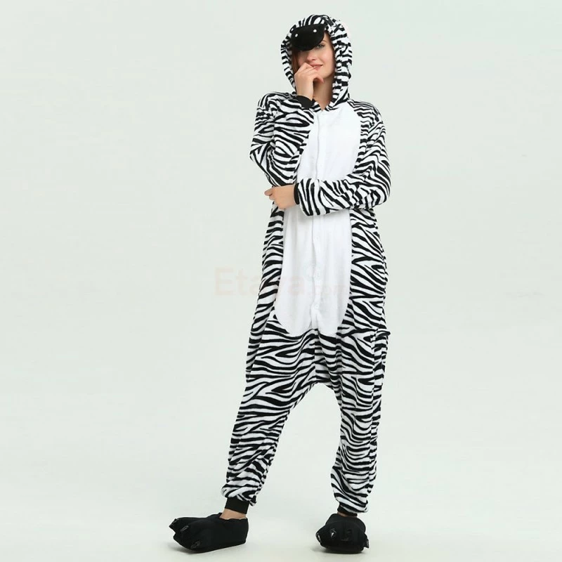 Etaya Zebra Kigurumi Animal Onesie Pajama Costumes For Adult - Image 14