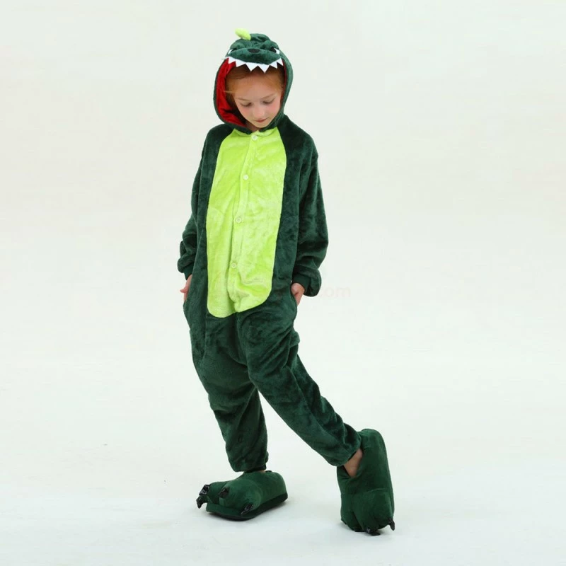 Etaya Kids Green Dinosaur Kigurumi Animal Onesies Pajamas - Image 9