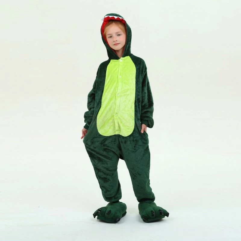 Etaya Kids Green Dinosaur Kigurumi Animal Onesies Pajamas - Image 10