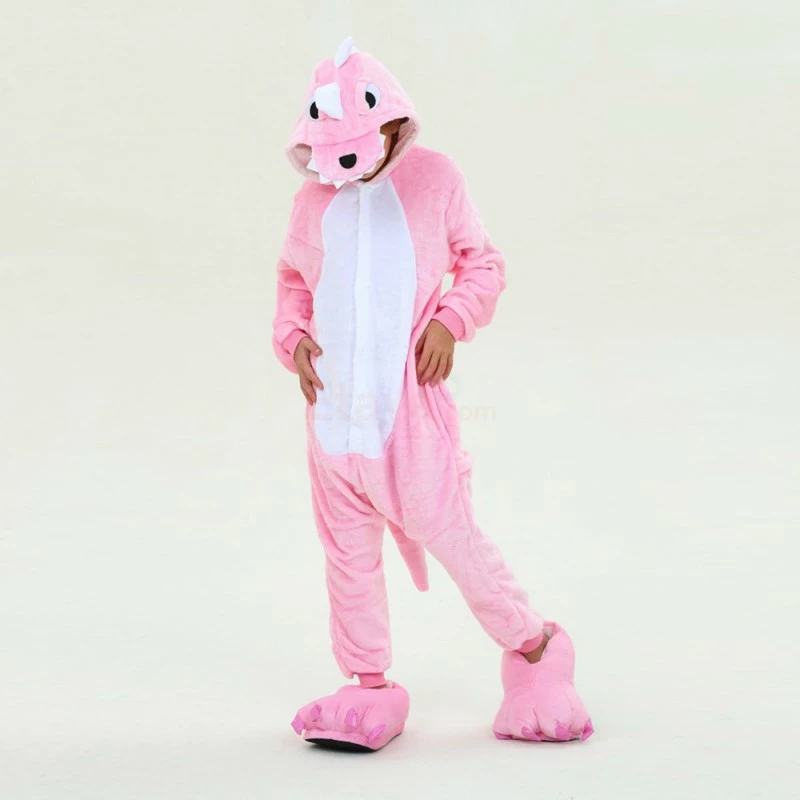 Etaya Kids Pink Dinosaur Kigurumi Onesies Pajamas Animal Costumes - Image 2