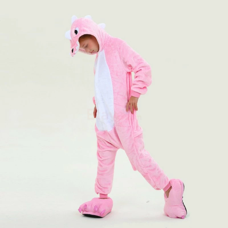 Etaya Kids Pink Dinosaur Kigurumi Onesies Pajamas Animal Costumes - Image 3