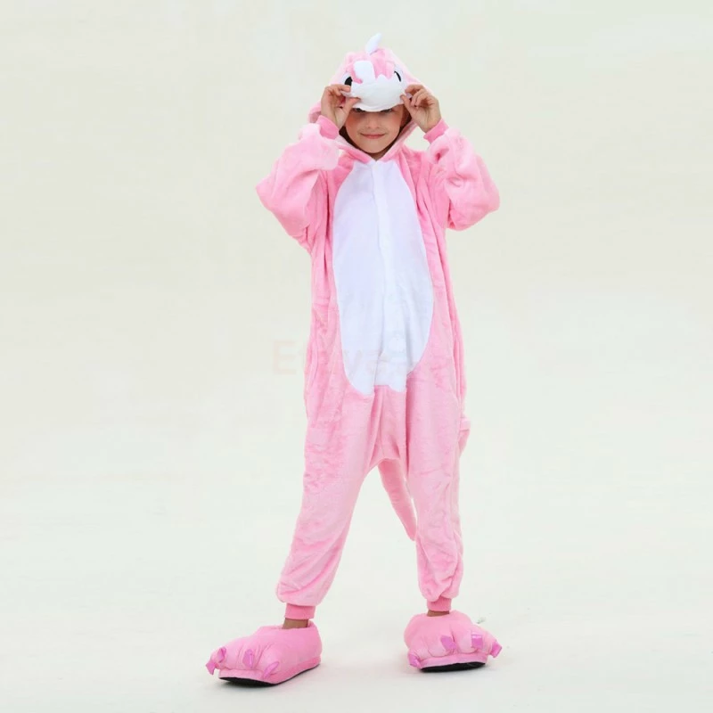 Etaya Kids Pink Dinosaur Kigurumi Onesies Pajamas Animal Costumes - Image 5