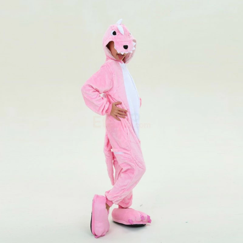 Etaya Kids Pink Dinosaur Kigurumi Onesies Pajamas Animal Costumes - Image 9