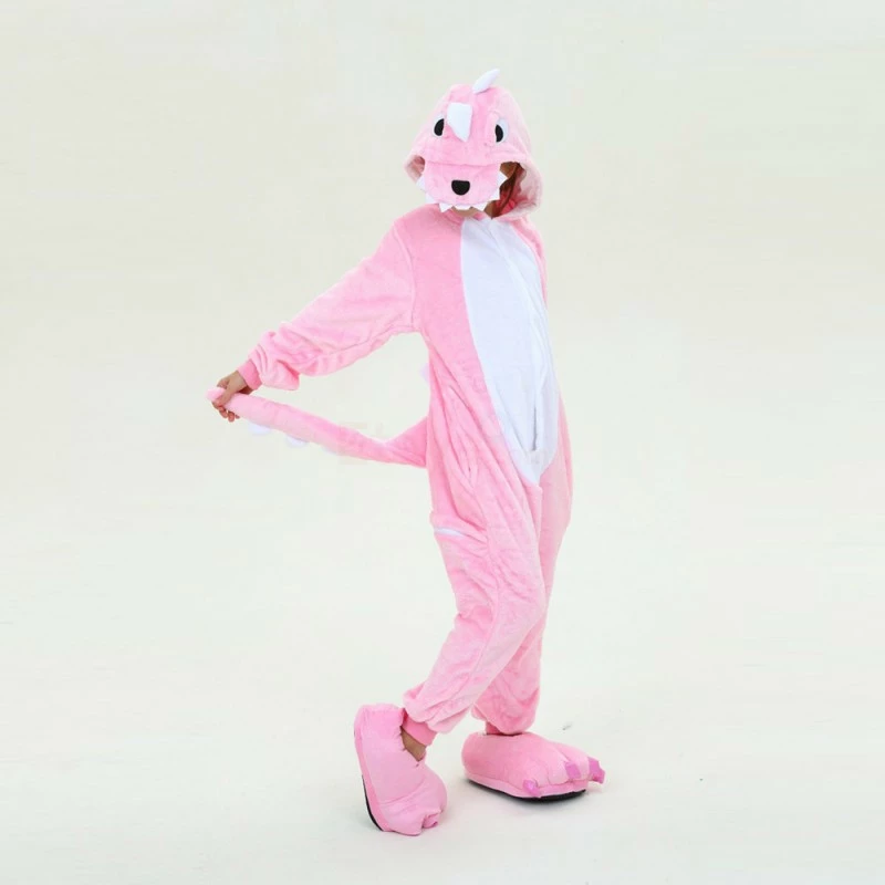 Etaya Kids Pink Dinosaur Kigurumi Onesies Pajamas Animal Costumes - Image 11