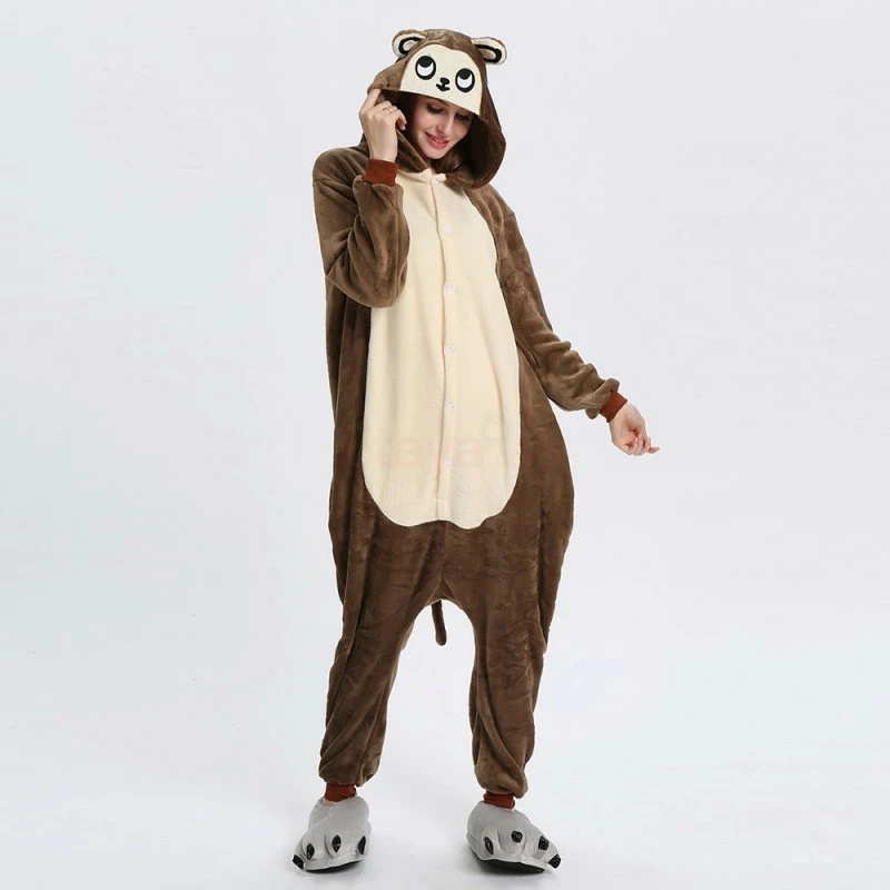 Etaya Brown Monkey Kigurumi Animal Onesie Pajama Costumes For Adult - Image 14