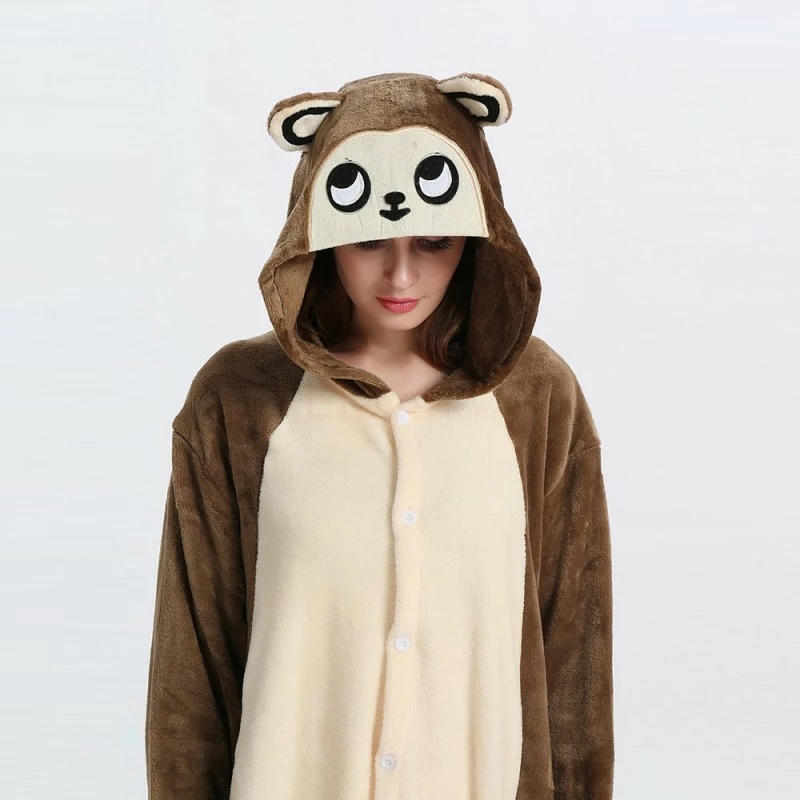 Etaya Brown Monkey Kigurumi Animal Onesie Pajama Costumes For Adult - Image 15