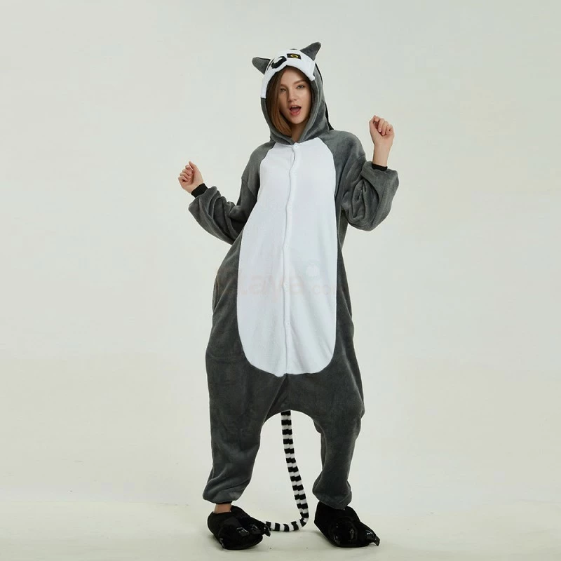 Etaya Ring Tailed Lemur Kigurumi Onesies Pajamas Animal Onesies For Adult - Image 8