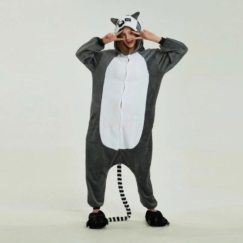 Etaya Ring Tailed Lemur Kigurumi Onesies Pajamas Animal Onesies For Adult - Image 9