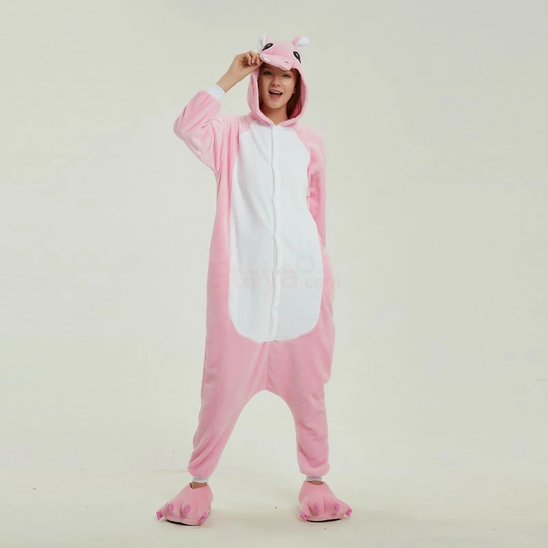 Etaya Pink Hippo Kigurumi Animal Onesie Pajama Costumes For Adult - Image 7