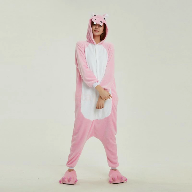 Etaya Pink Hippo Kigurumi Animal Onesie Pajama Costumes For Adult - Image 9